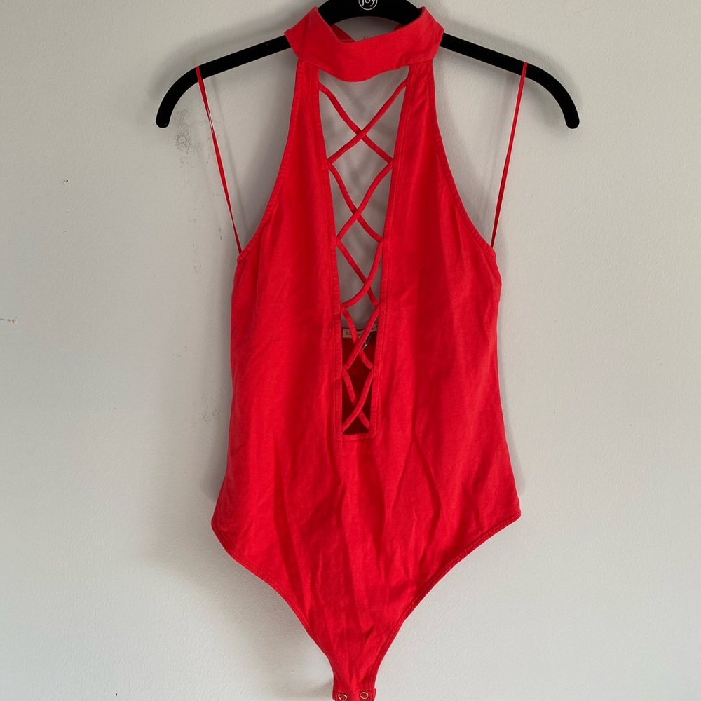 Sexy Red Backless Bodysuit